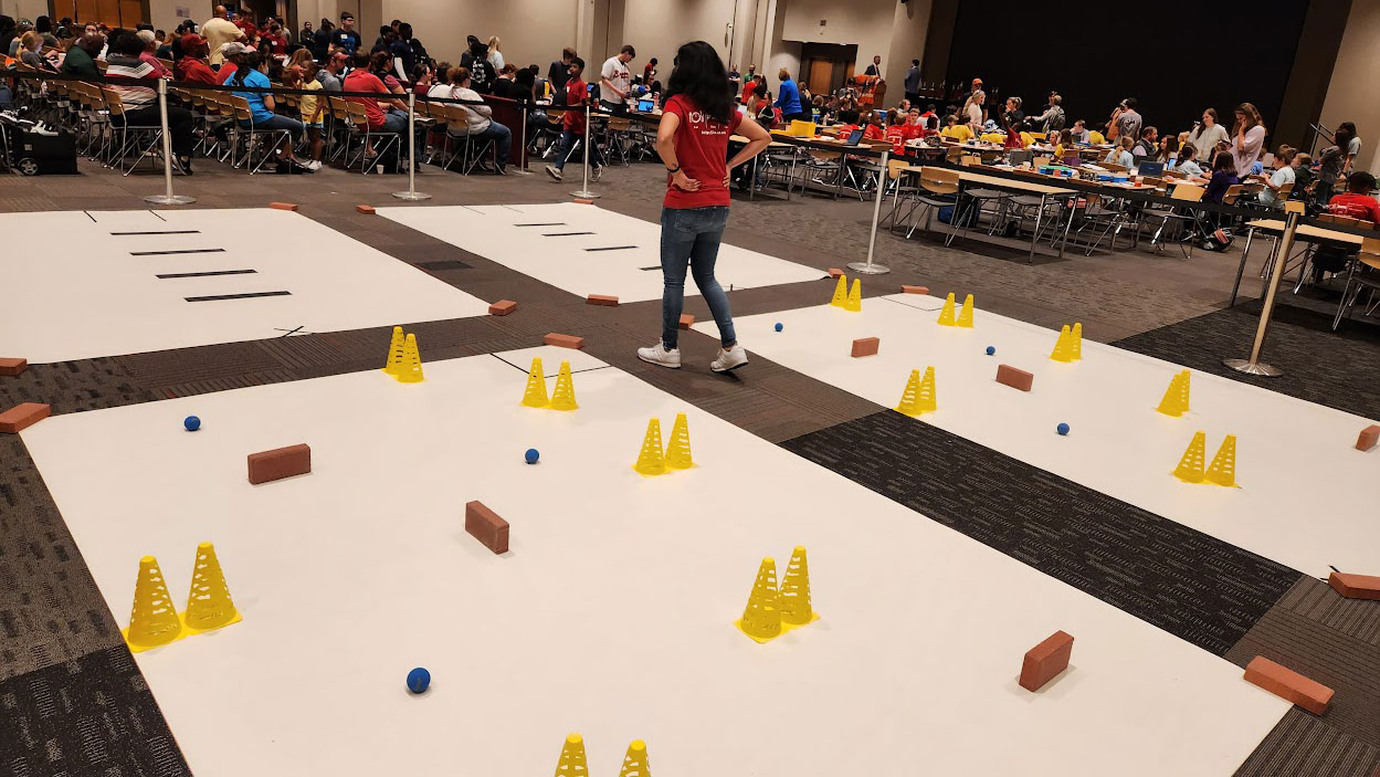 a robotic obstacle course on the floor