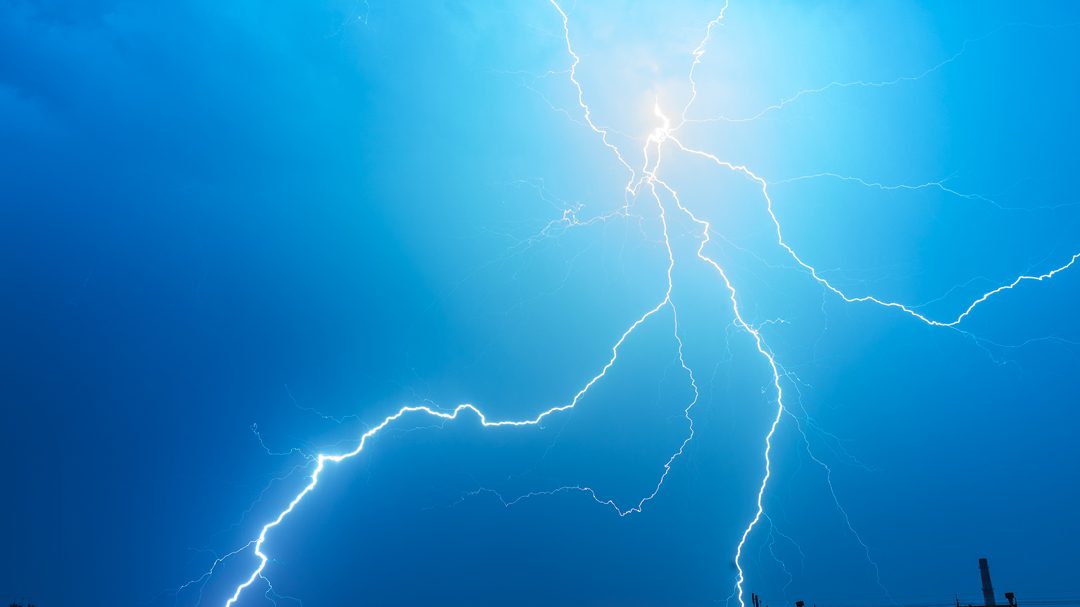 Lightning from a thunderstorm.