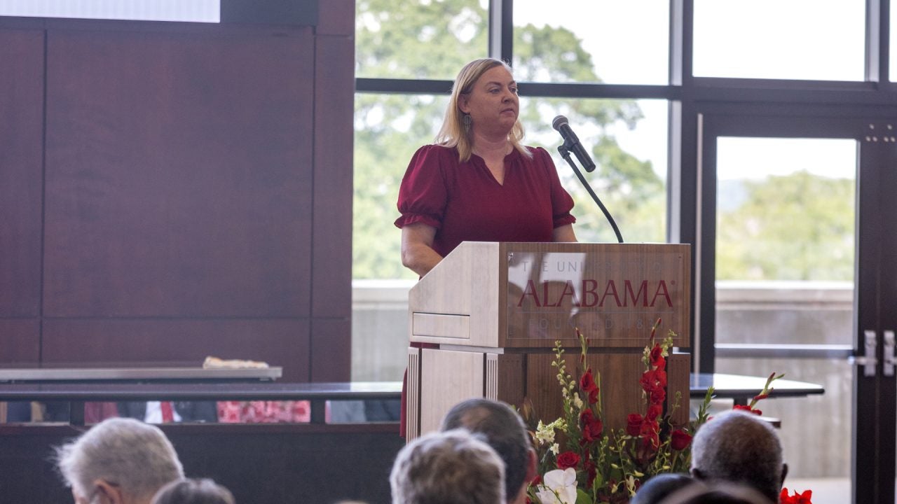 Allyson Holliday at the podium