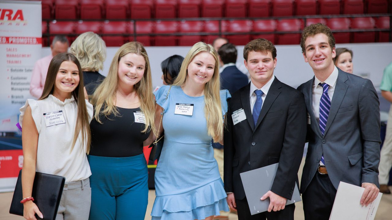 a group of students at the career fair