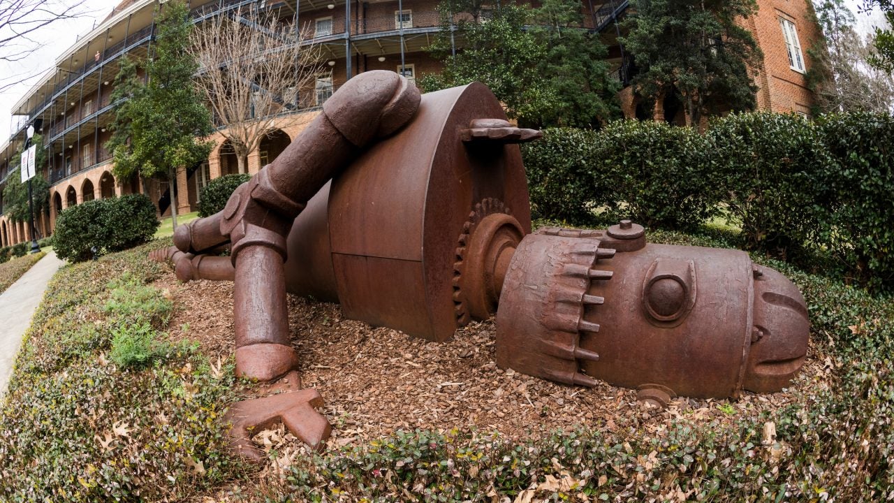 Goldie the iron robot sculpture