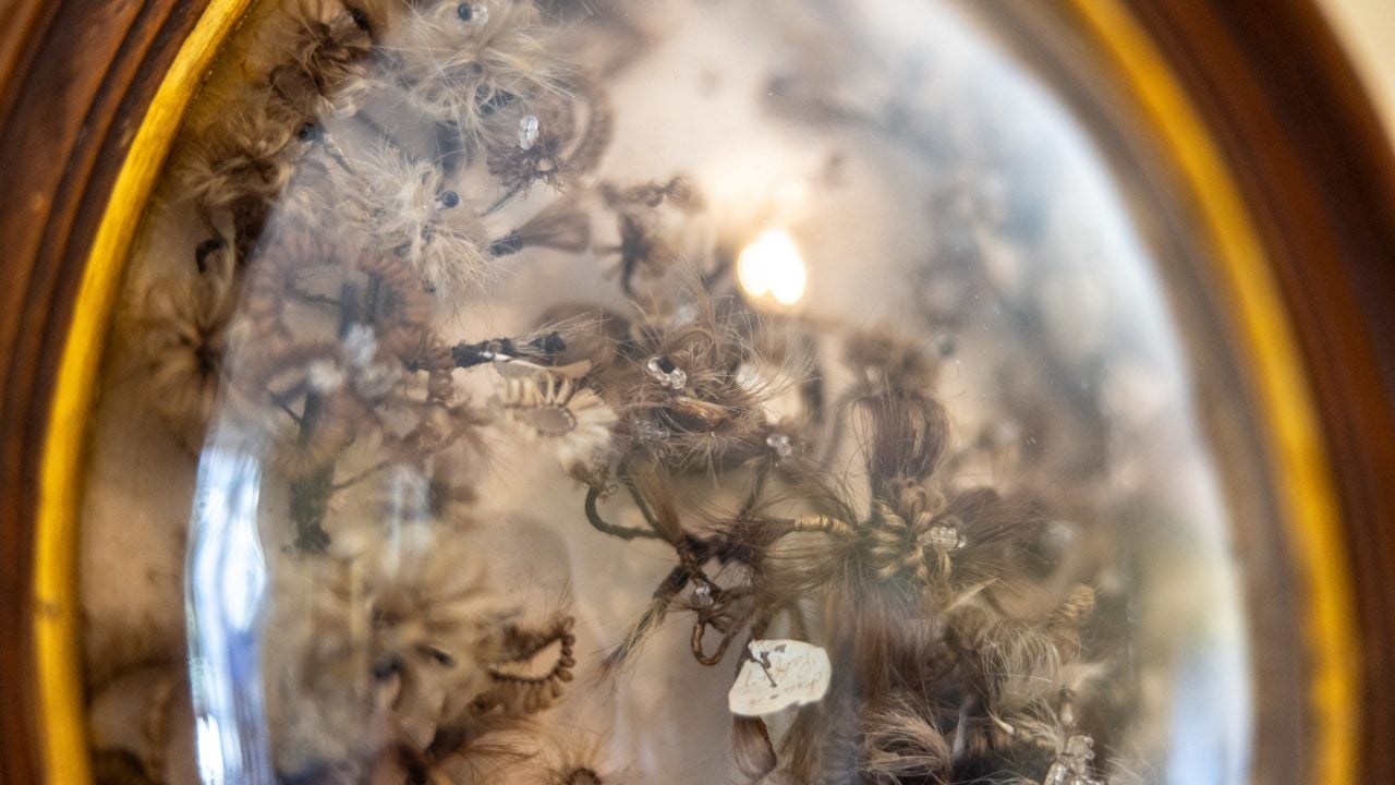 close up of Victorian hair wreath