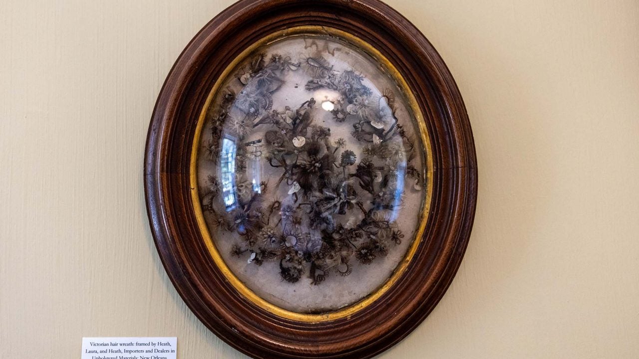 framed Victorian hair wreath