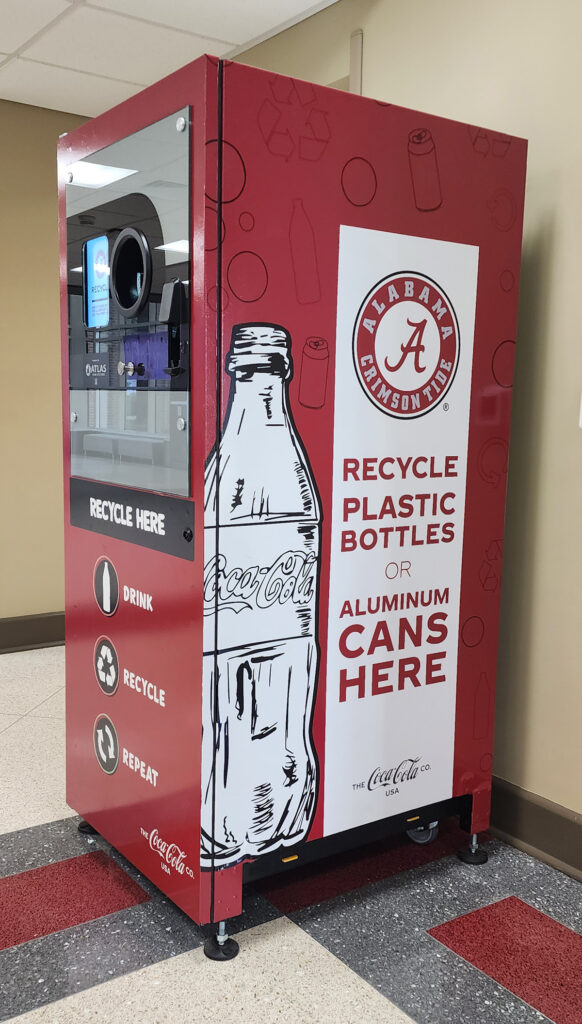 A reverse vending machine located on the UA campus.