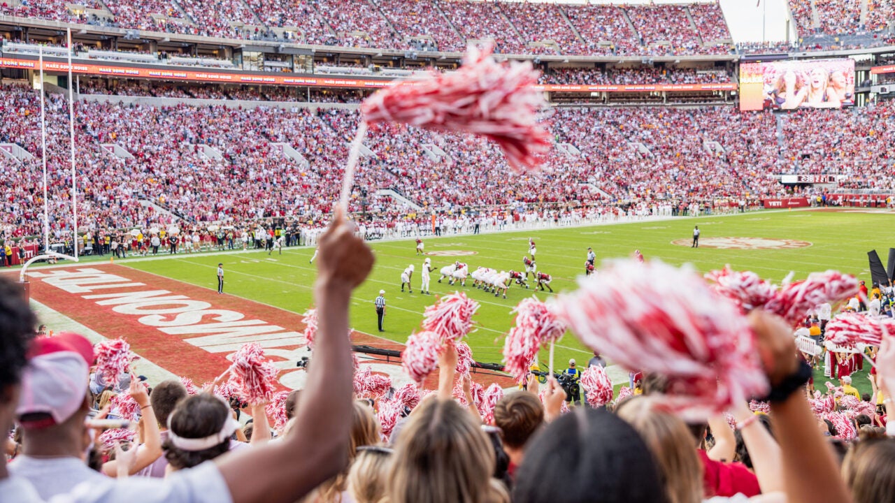 the view of the field in Bryant-Denny Stadium