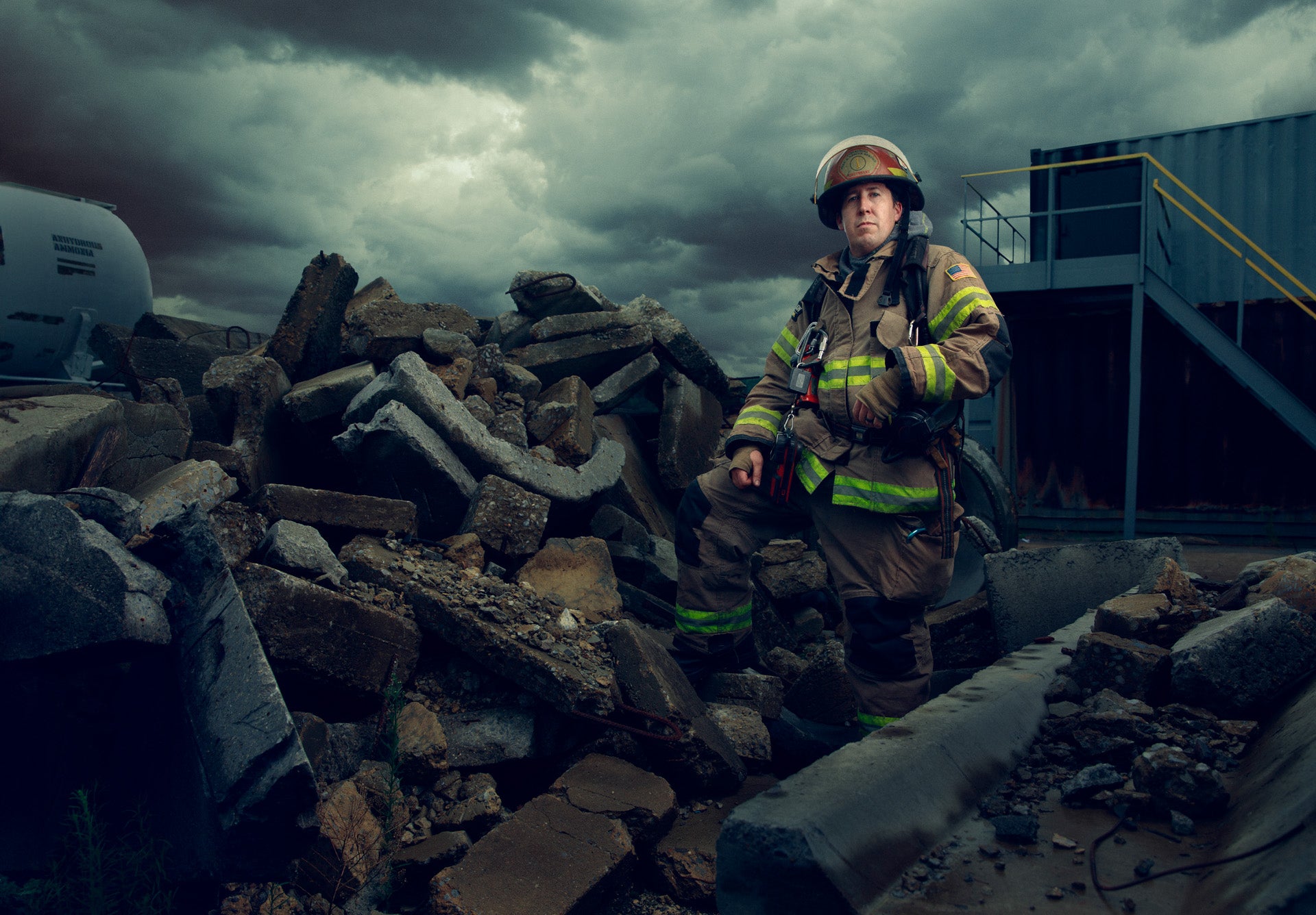 Firefighter in turnout coat