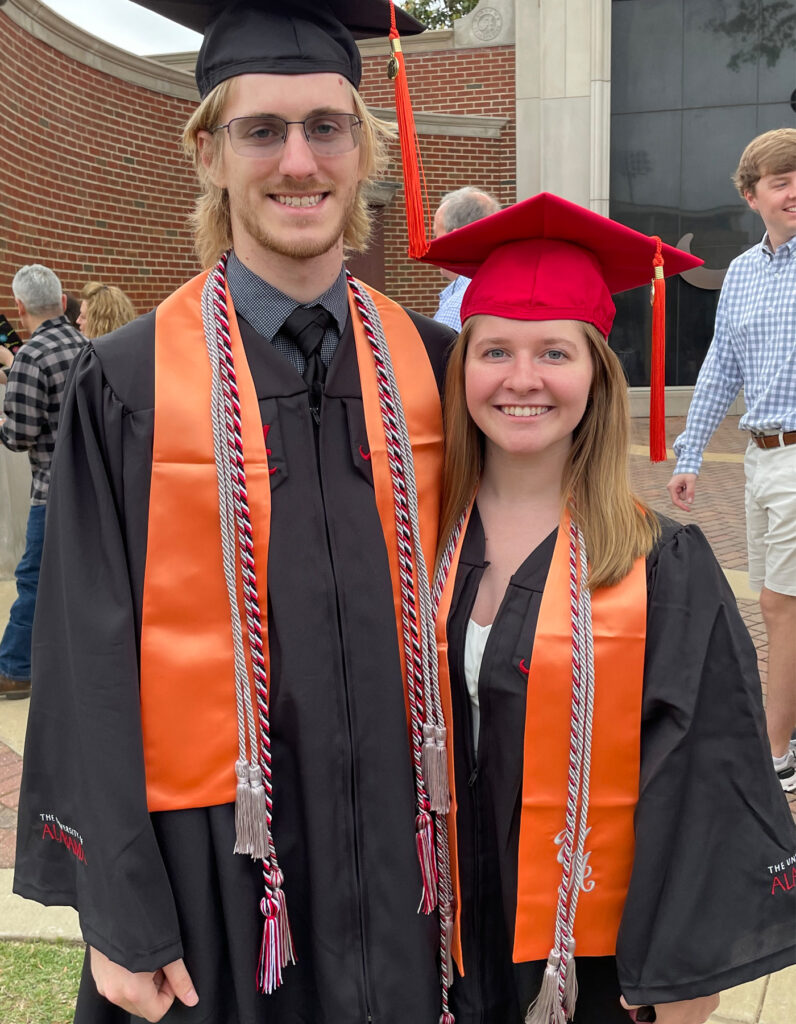 Jack and Hannah Houser after graduating with their bachelor's degrees in mechanical engineering