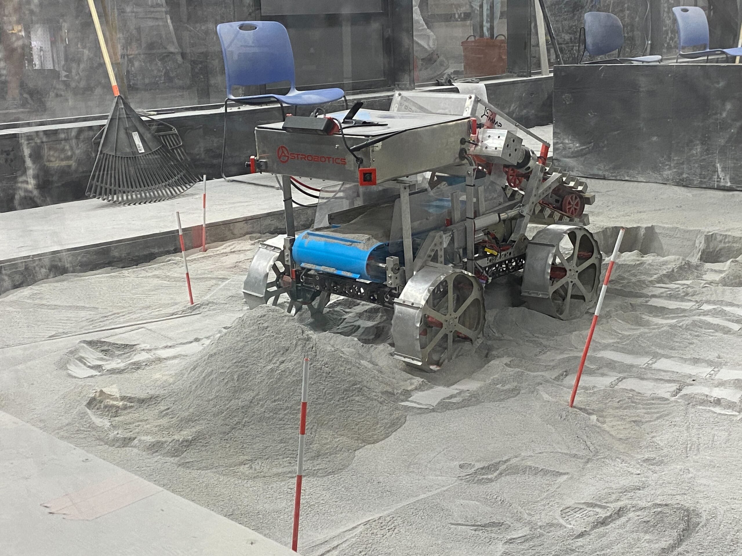 Astrobotics autonomous mining robot during a competition round. 