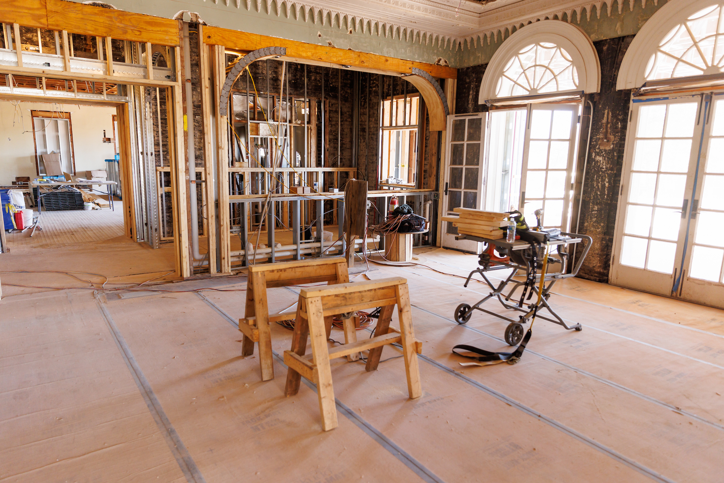 The University Club lounge during the renovation process