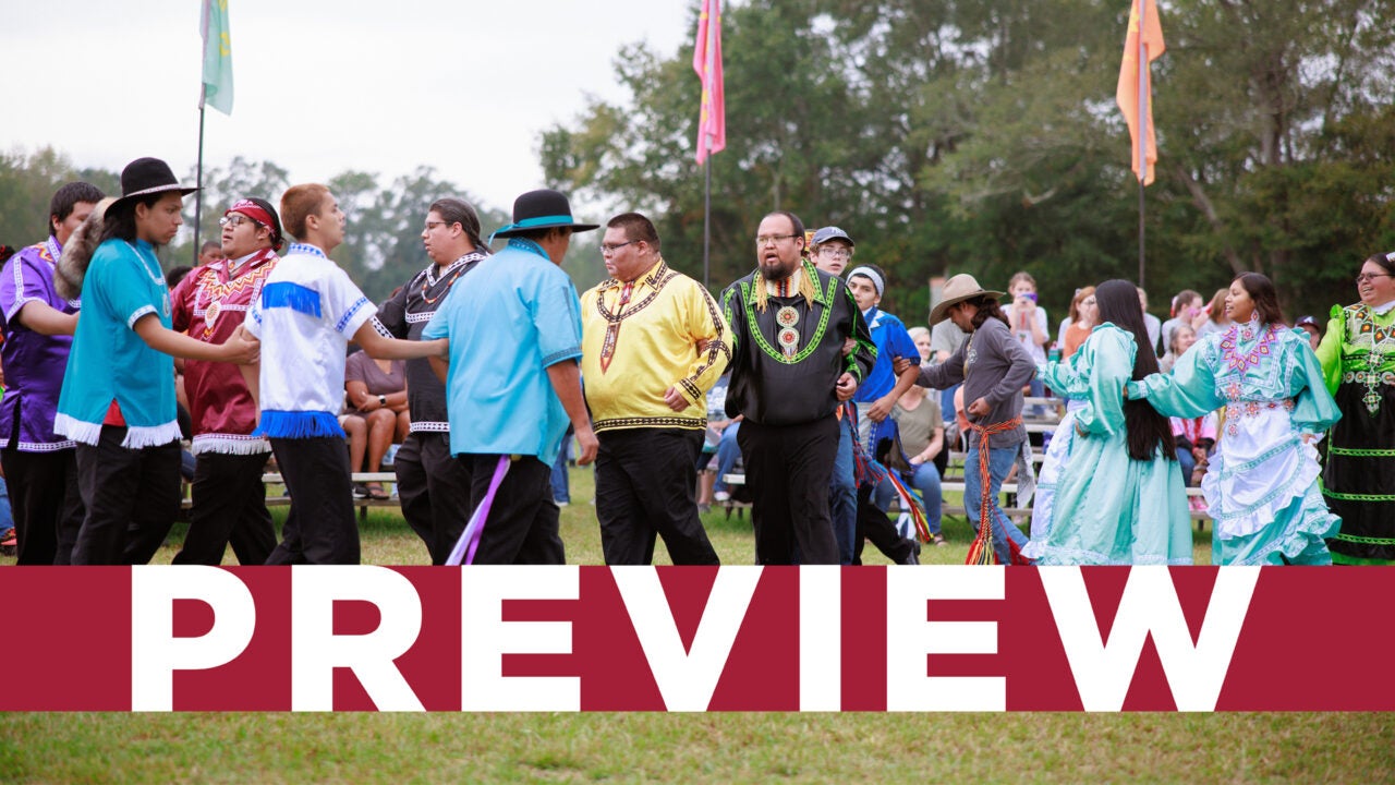 Native American dancers performing at the Moundville Native American Festival