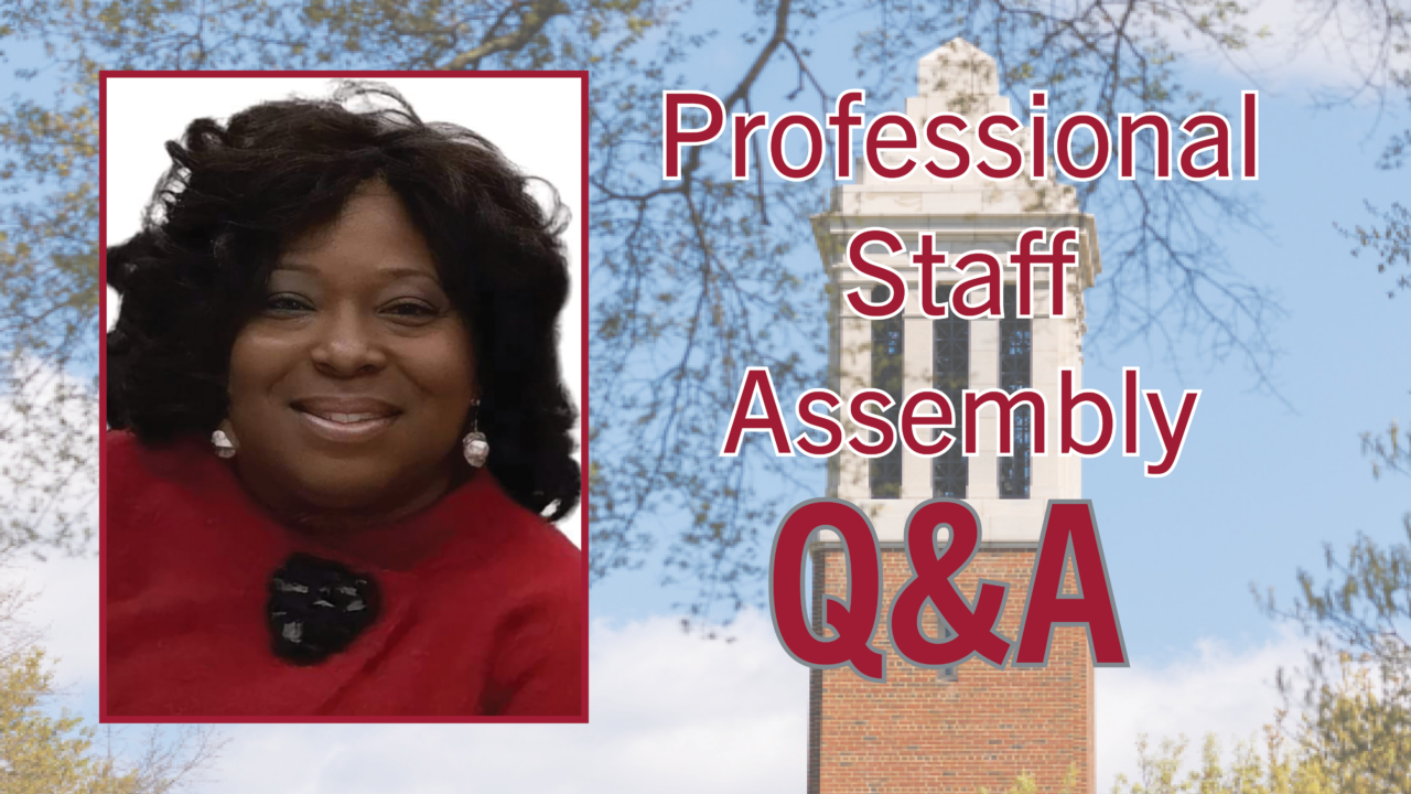 Lisa Young's photo on a graphic that reads Professional Staff Assembly Q&A