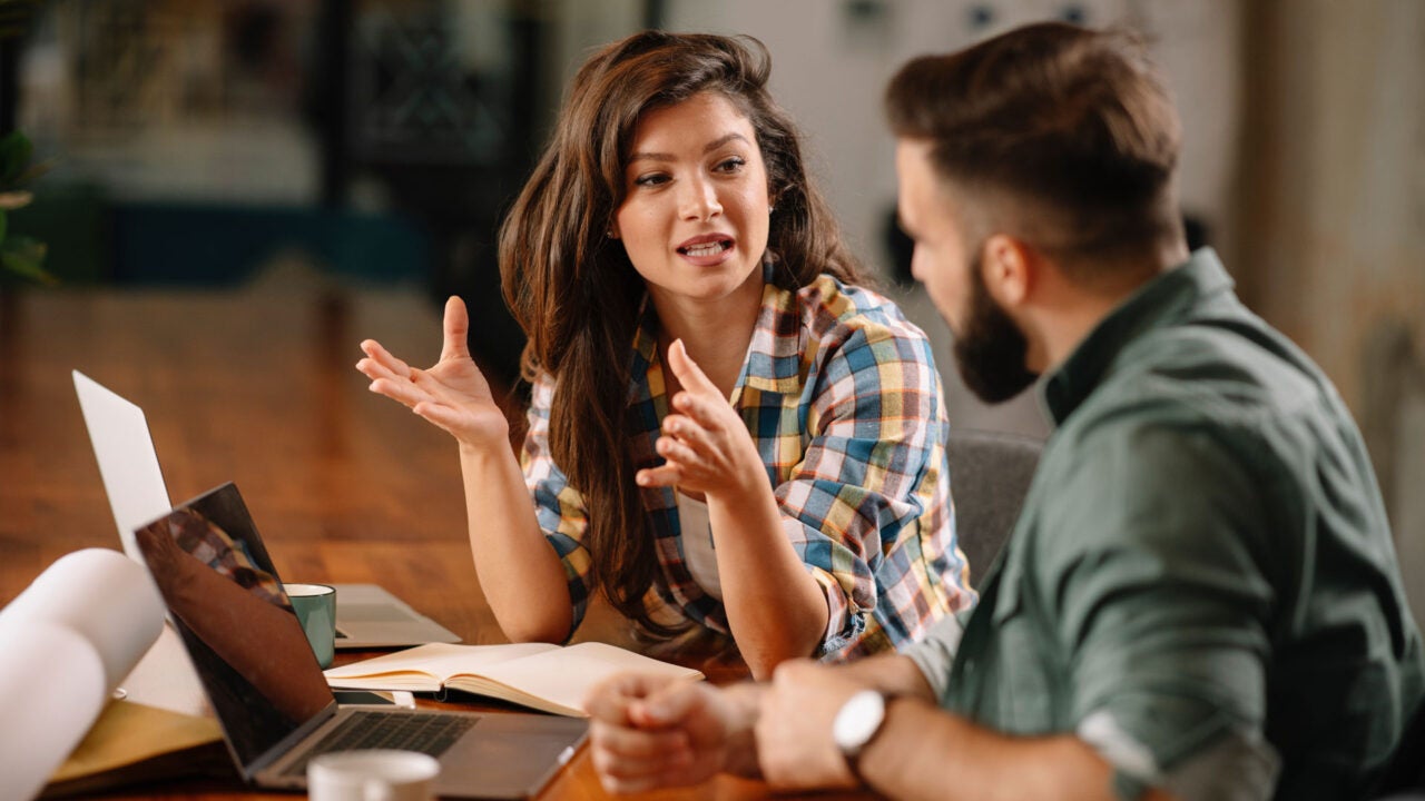 two people talking