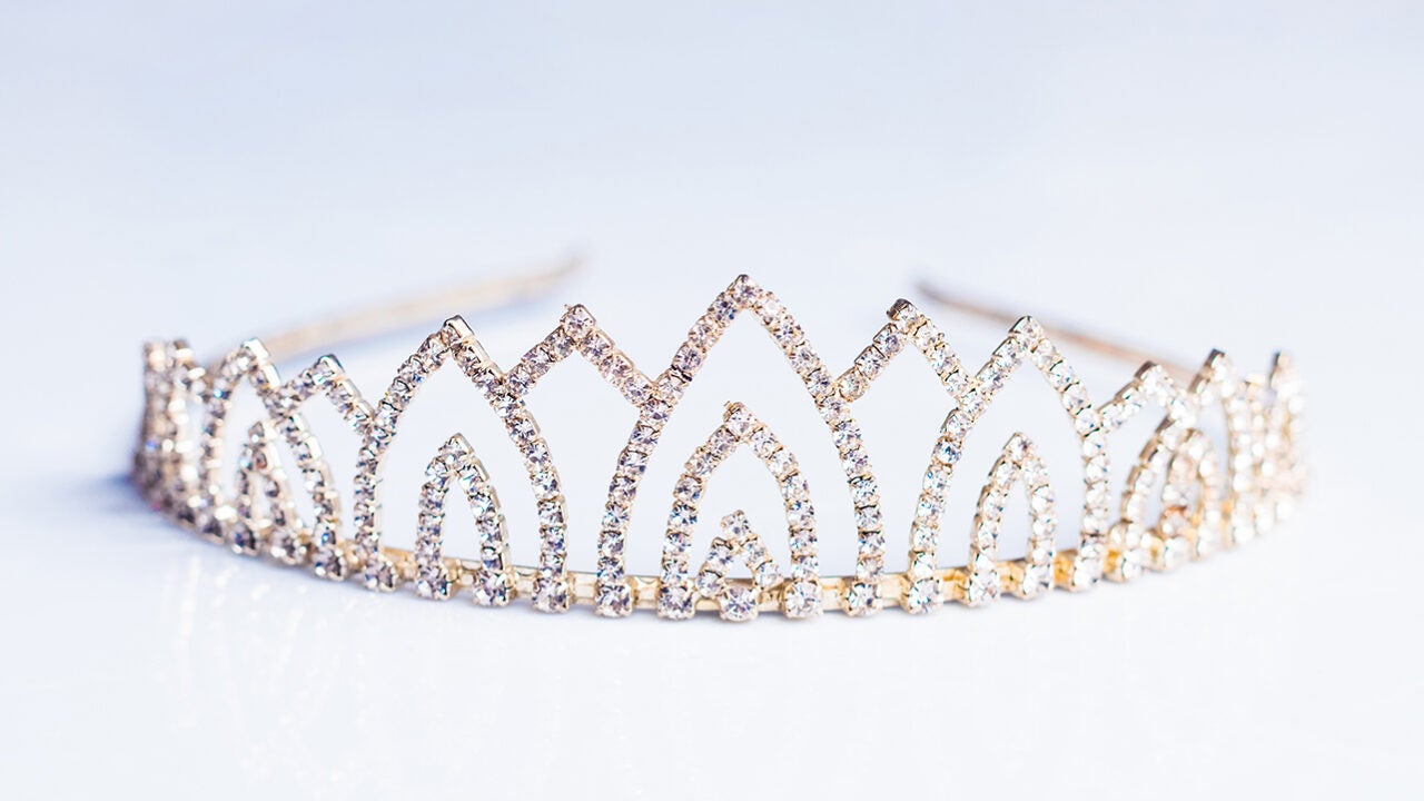 A small, jeweled crown.