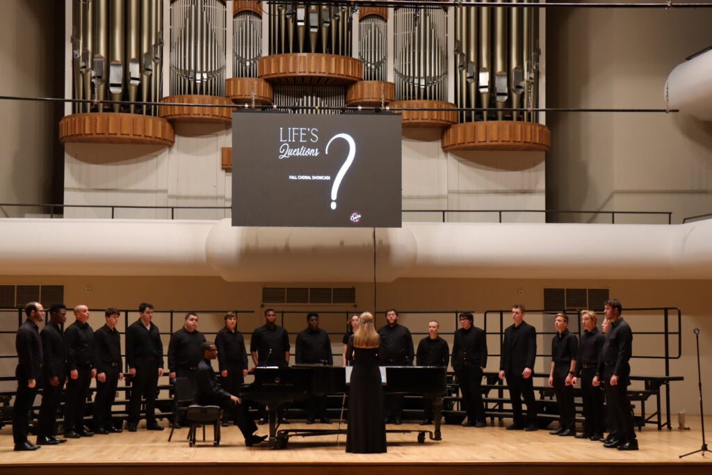 UA student singers at a concert at Moody Music Hall.