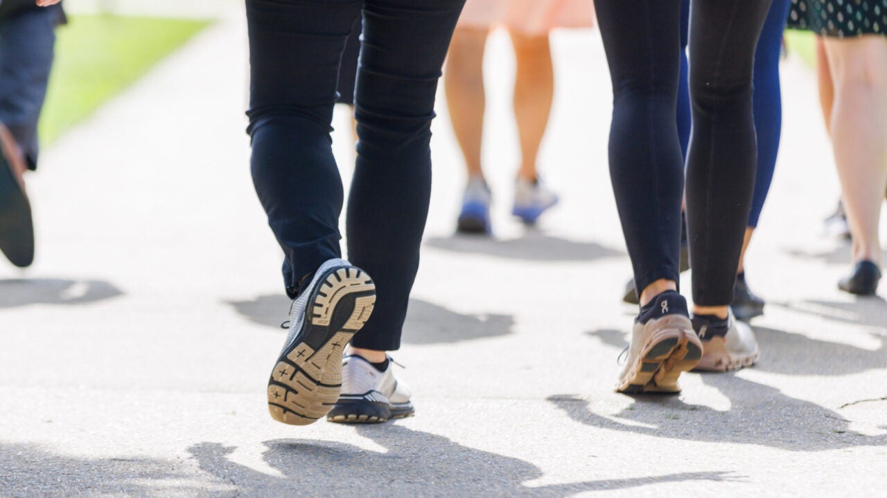 Shot of people walking for exercise