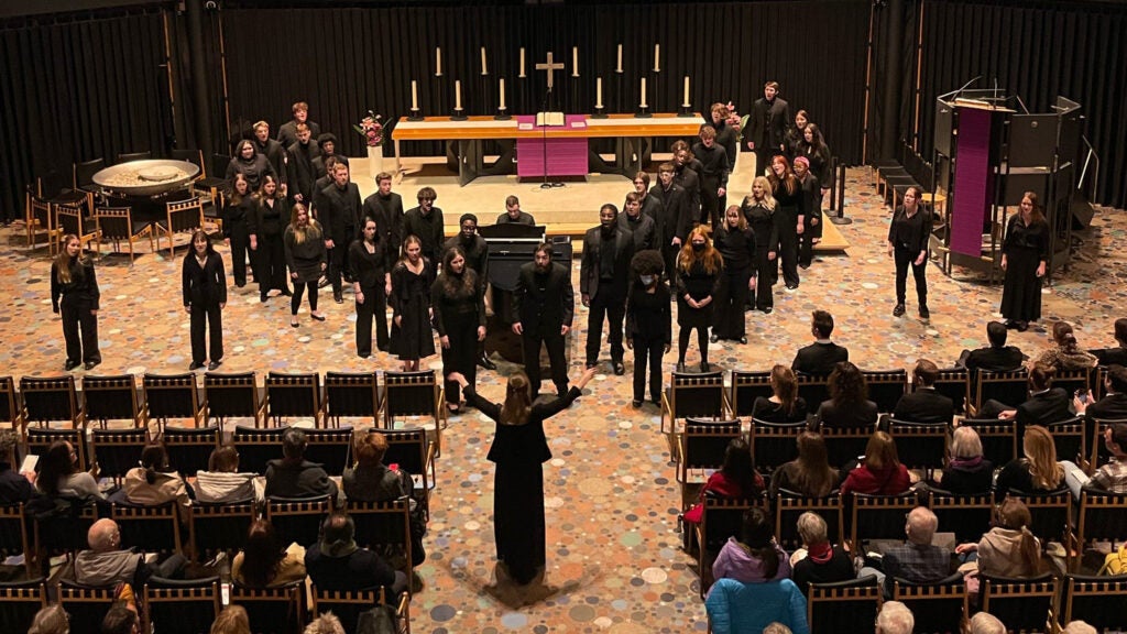 university singers performs in a German church