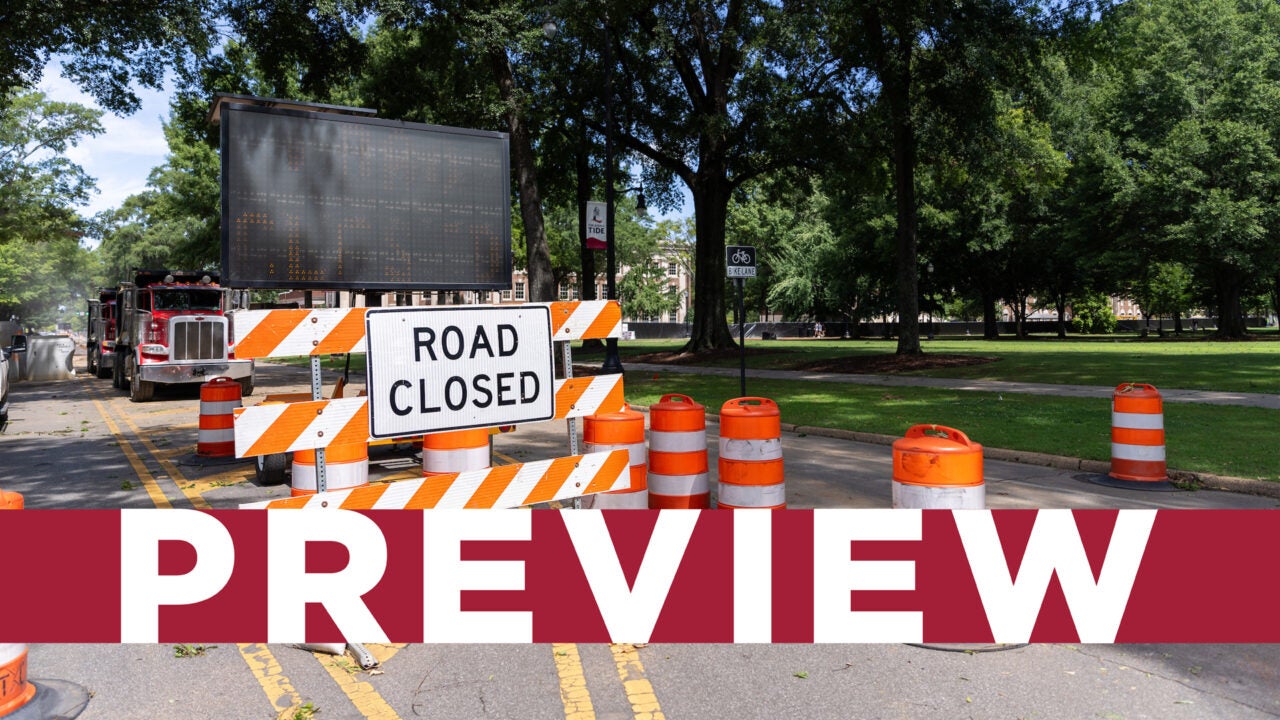 A road closed sign on University Boulevard