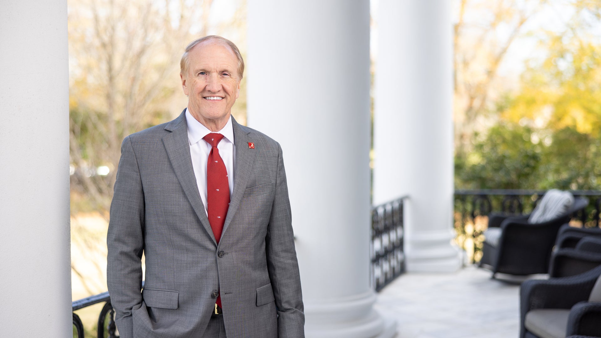 Dr. Bell on the porch of the president's mansion