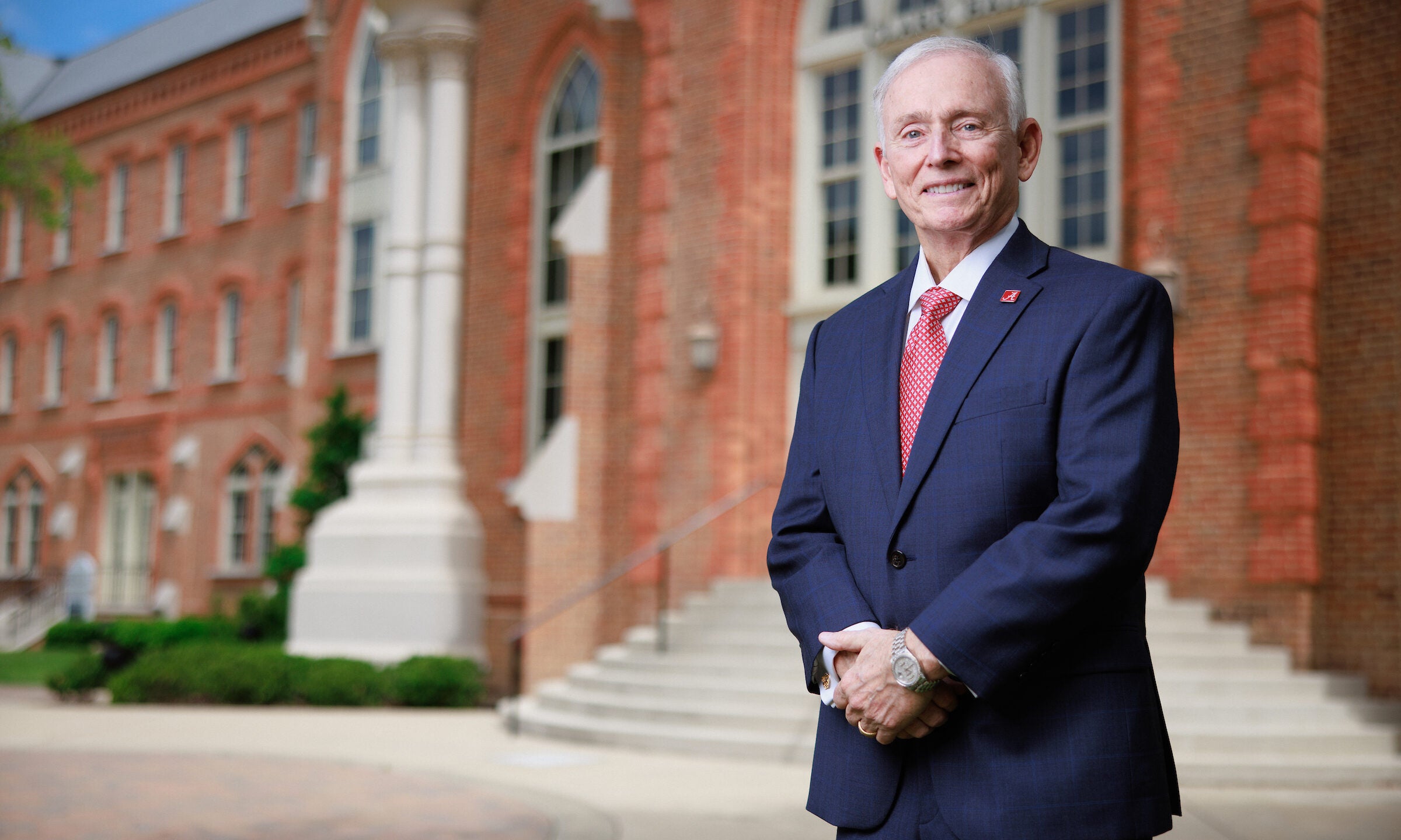 J Frank Barefield stands in front of Clark Hall