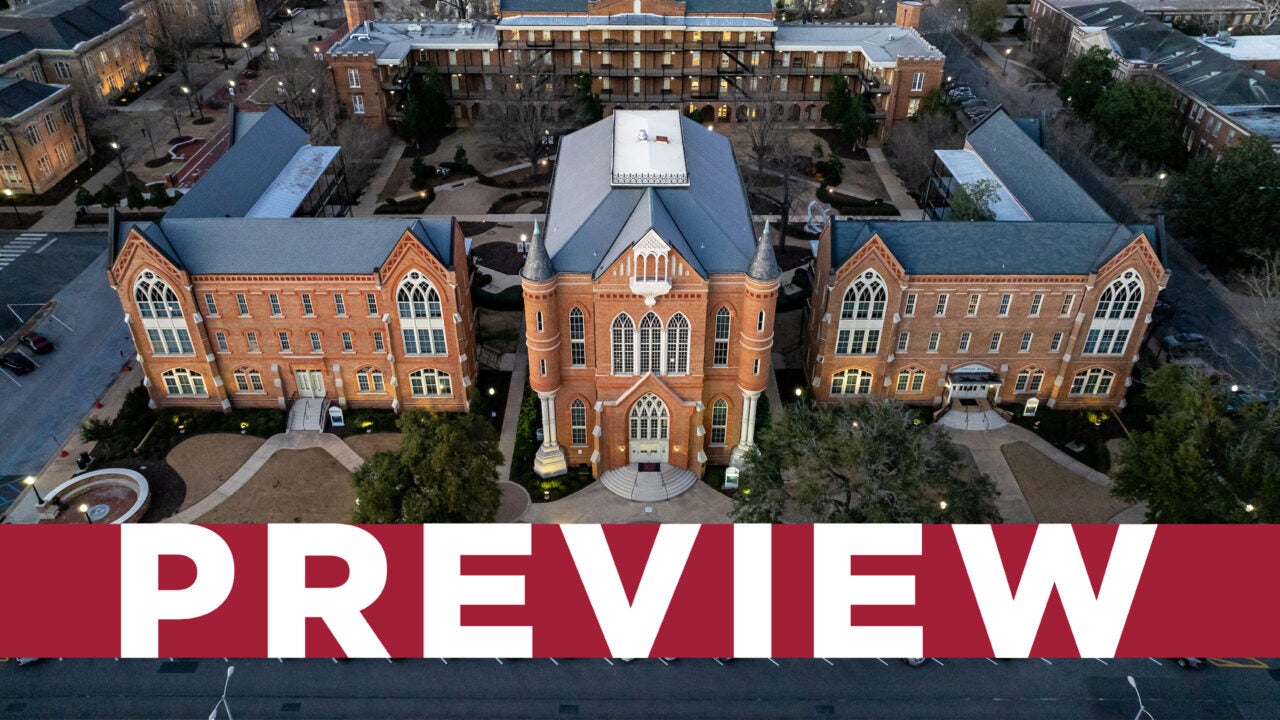 An aerial view of Clark Hall