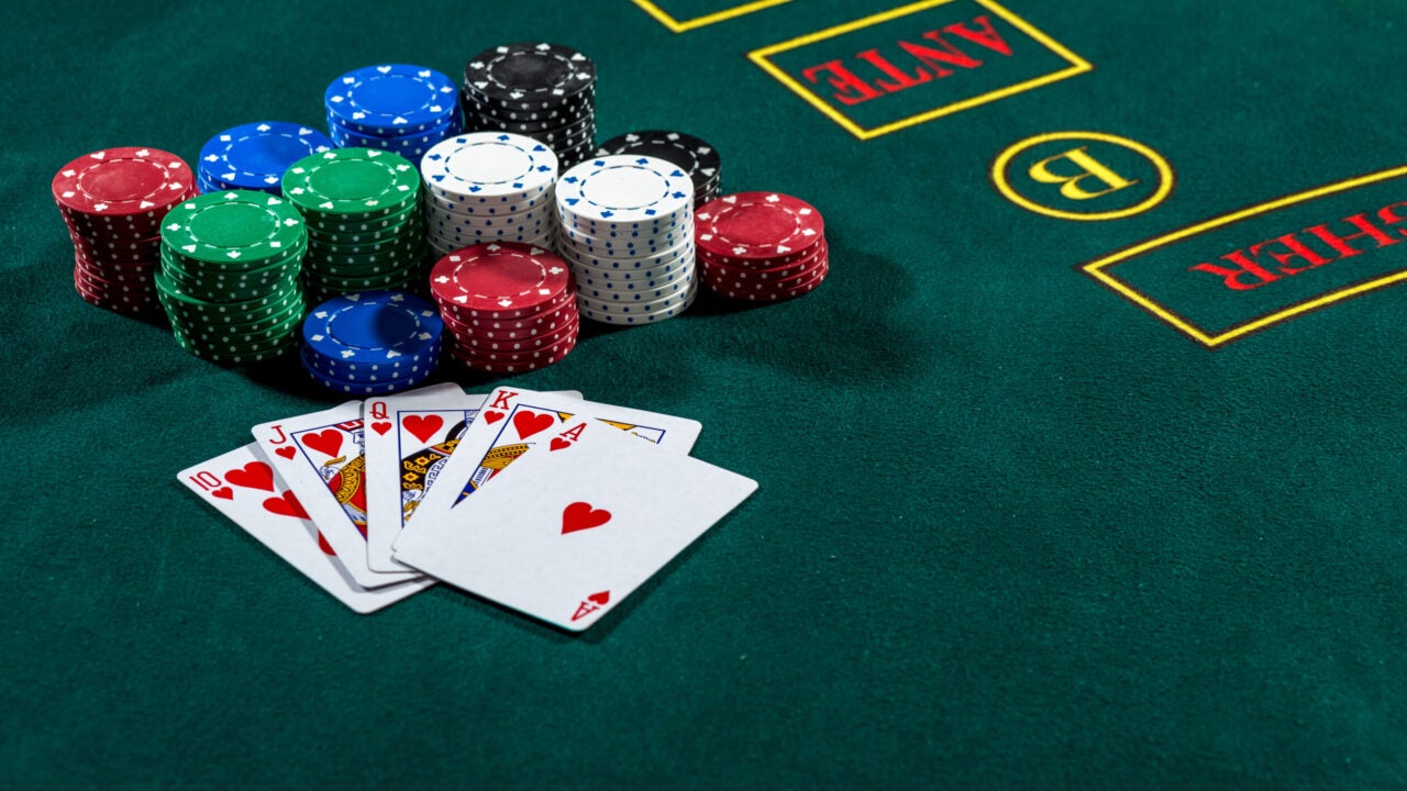 Poker chips and a hand of cards represent business strategies to discourage fraud