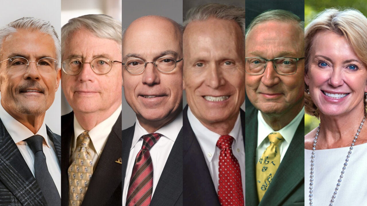 A collage of the headshots of the six Alabama Business Hall of Fame inductees