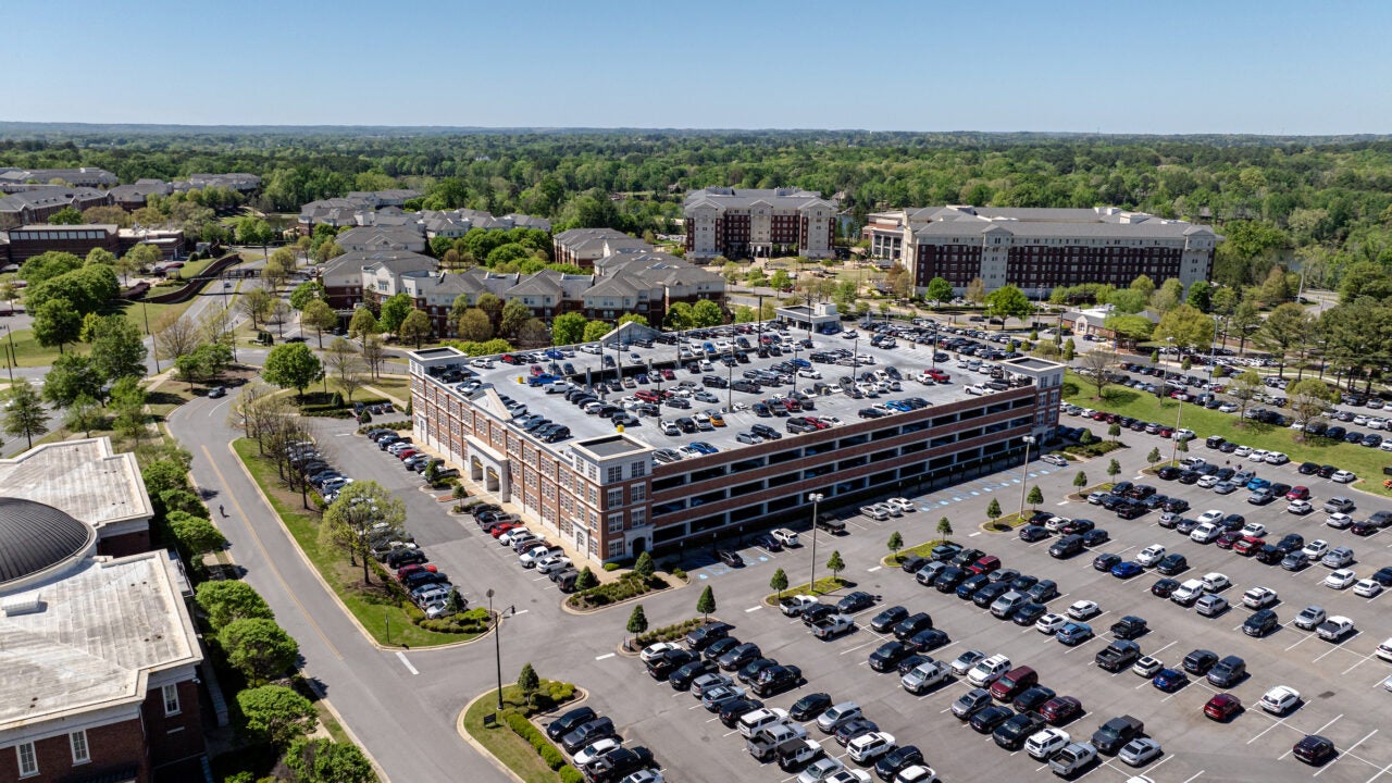 aerial view of the capstone parking deck