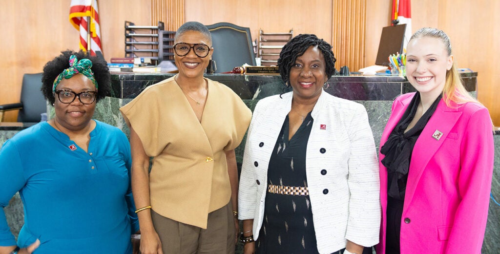 Swantrese Waver-Johnson, Judge Vernetta Perkins, UA School of Social Work Dean Dr. Schnavia Hatcher and Keely Campbell.