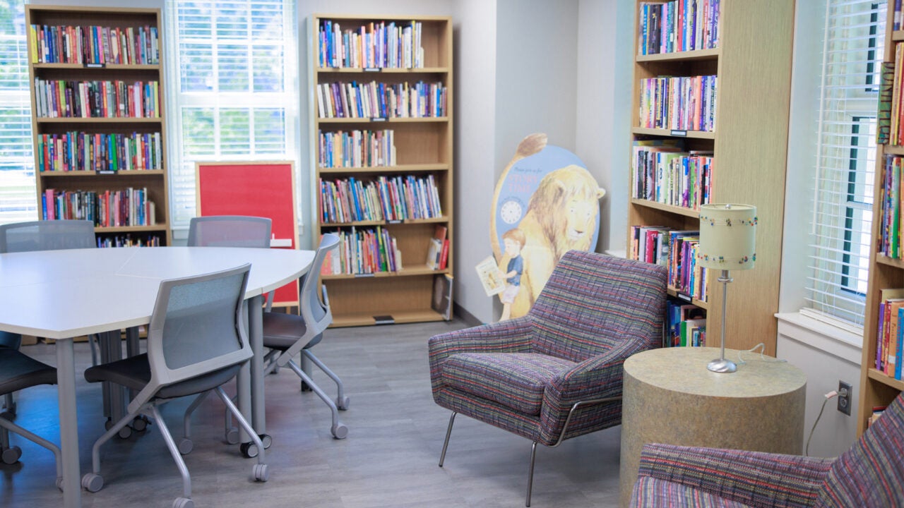 A children's reading room in McLure