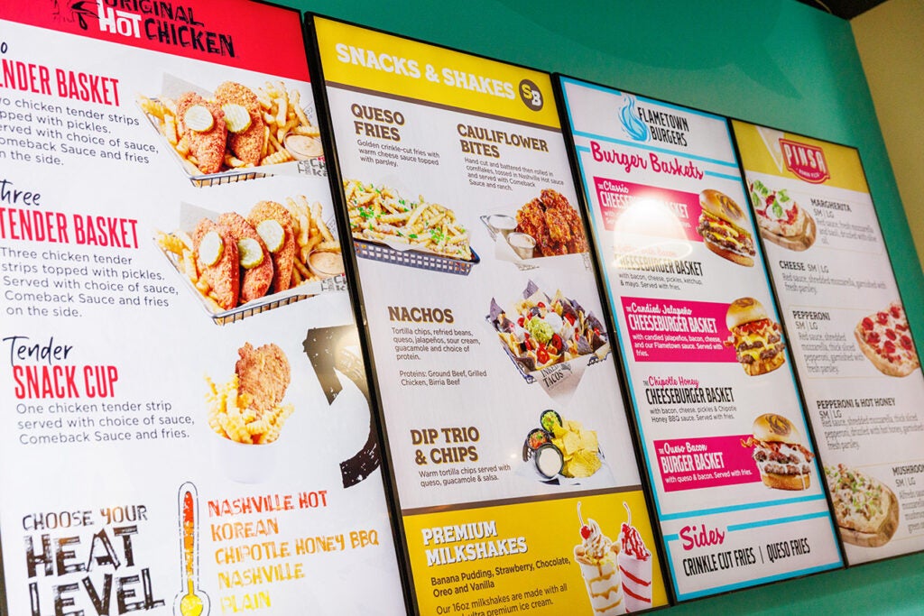 A large menu display.