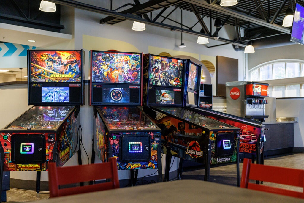 Four pinball machines.