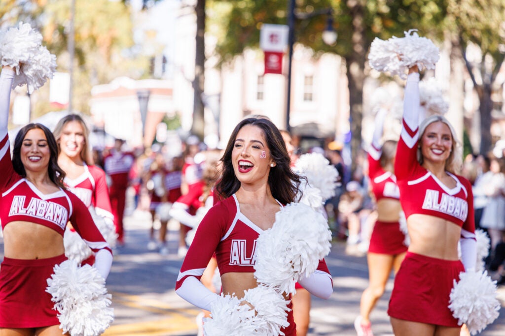 UA cheerleaders at the homecoming parade.