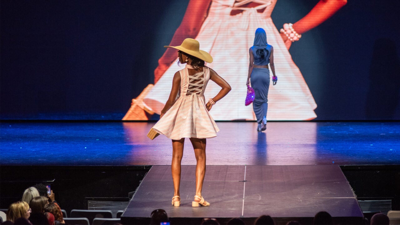 A model wearing a Design by Autumn Hawkins