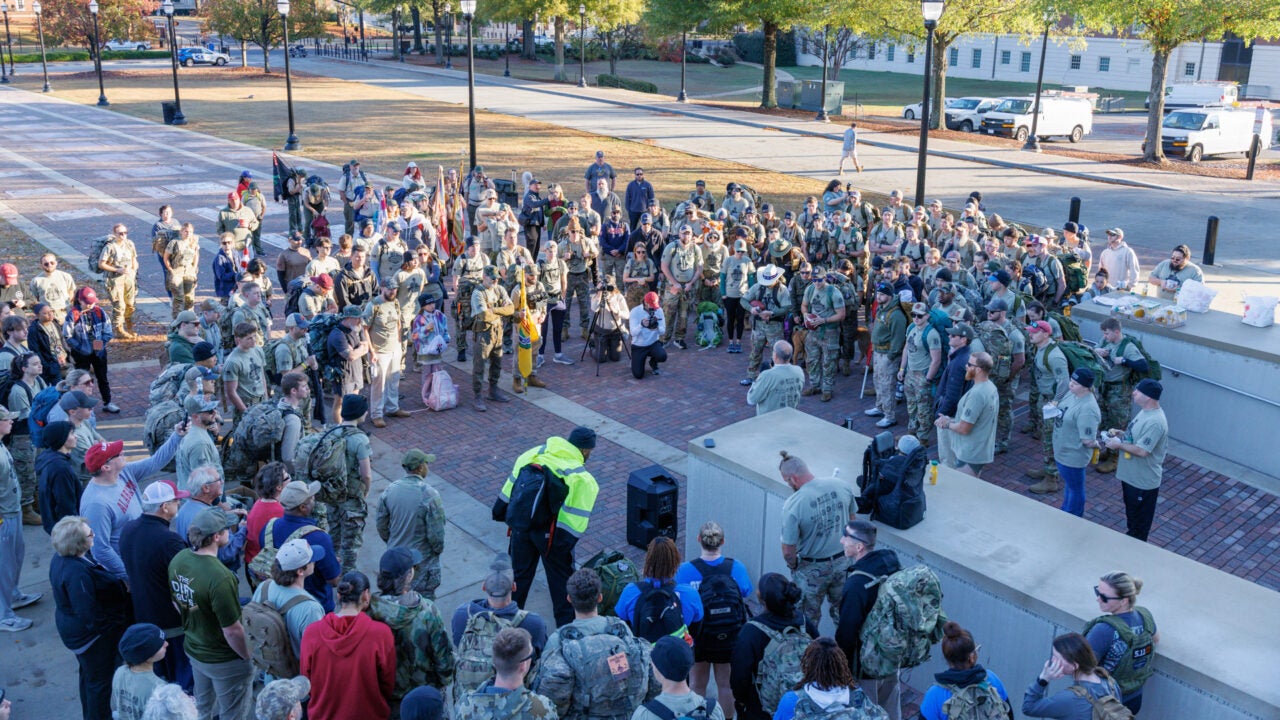 view of the crowd outside of Bryant-Denny stadium for the kickoff of the eighth annual operation iron ruck