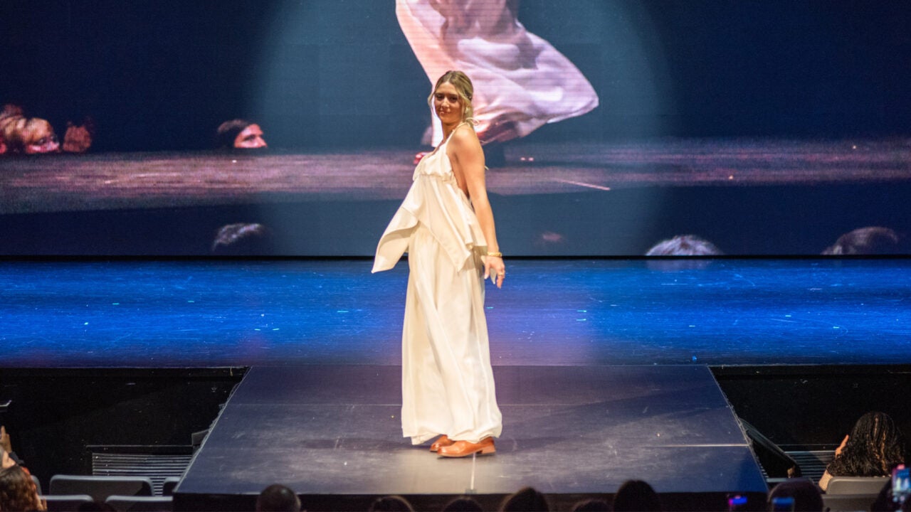 A model wearing a Design by Taylor Schindehette