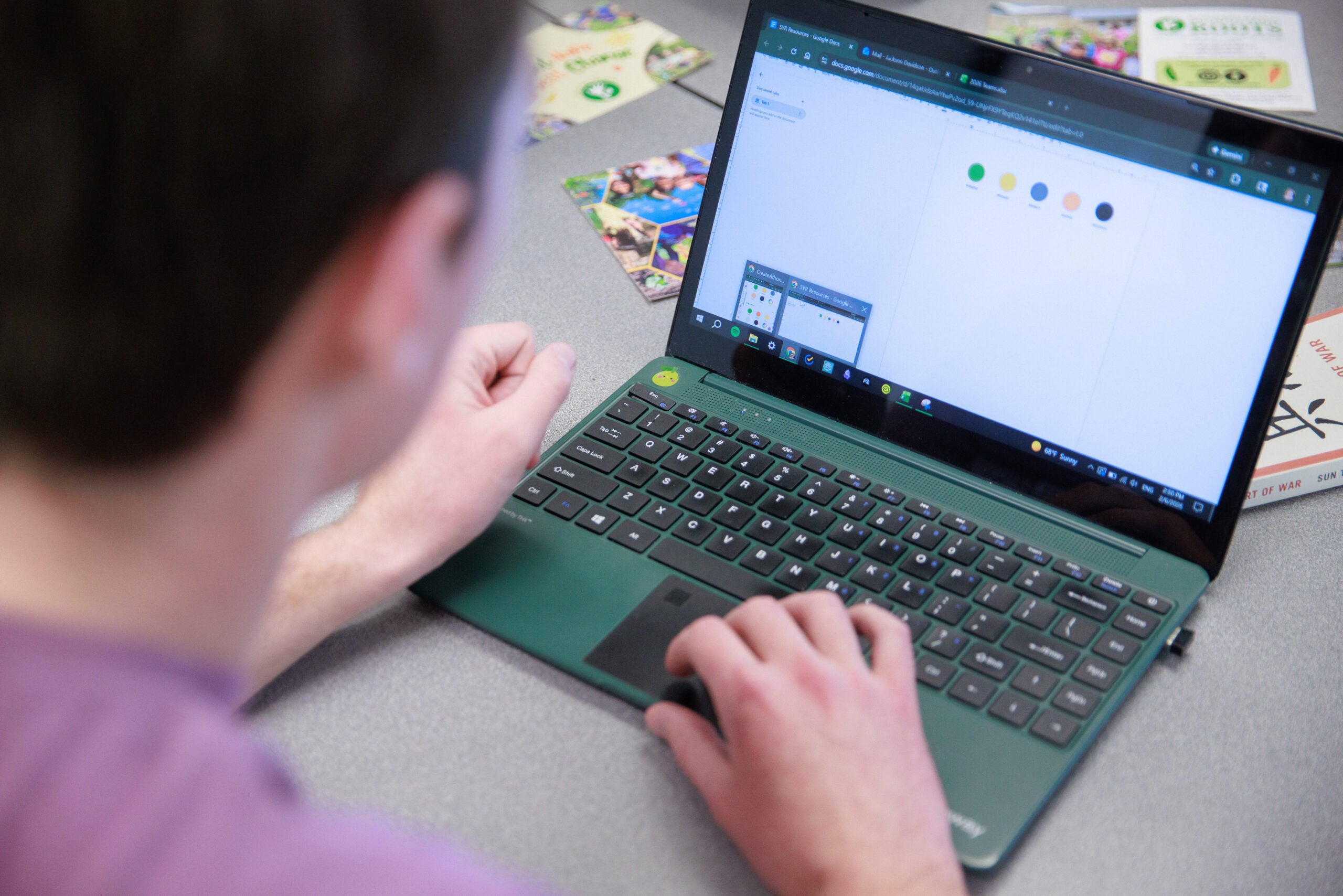Student working on his computer