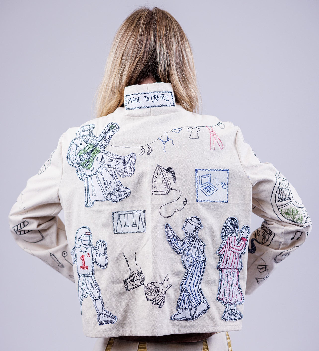 Details of Slappey's jacket.