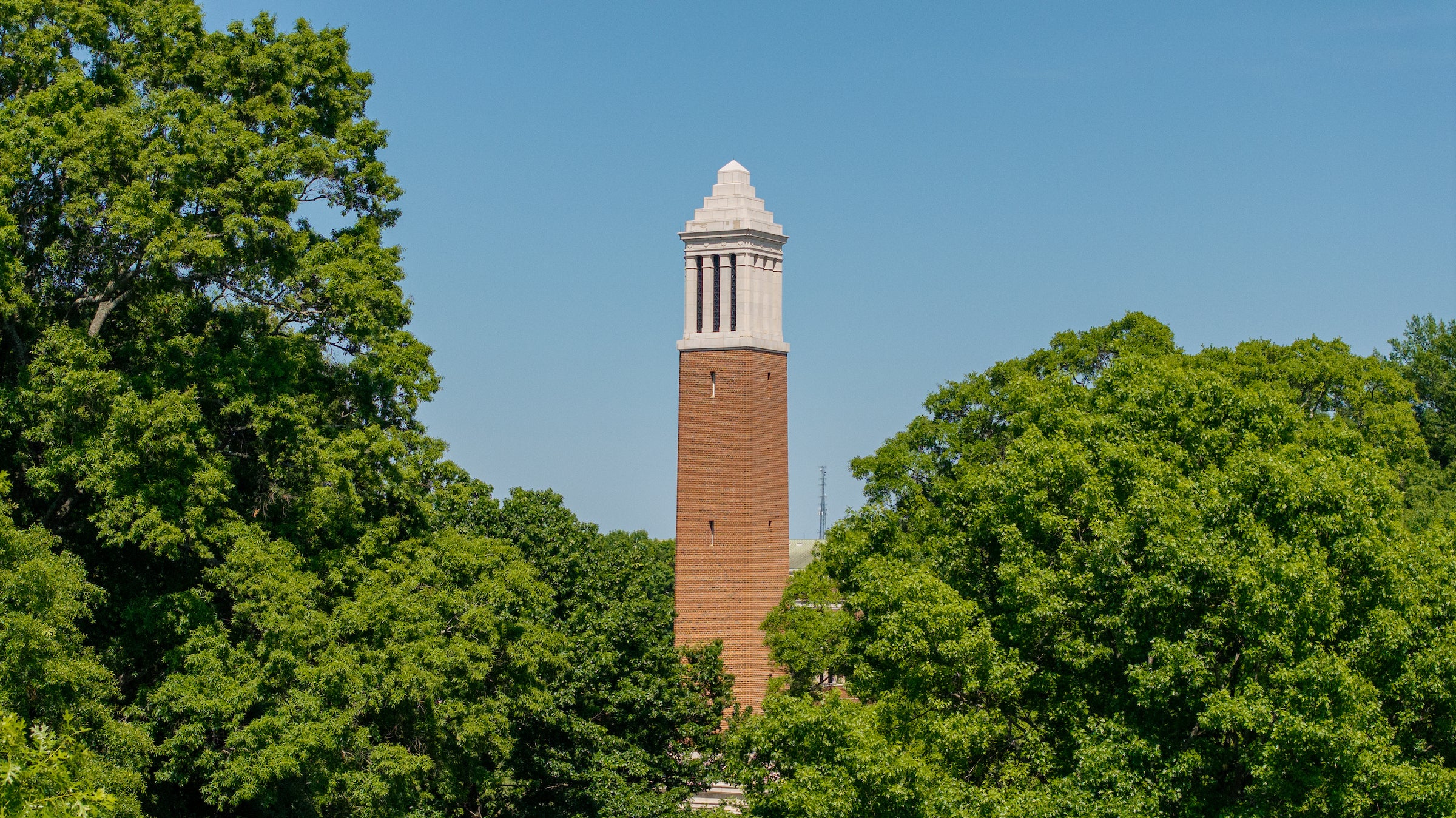An aerial view of Denny Chimes
