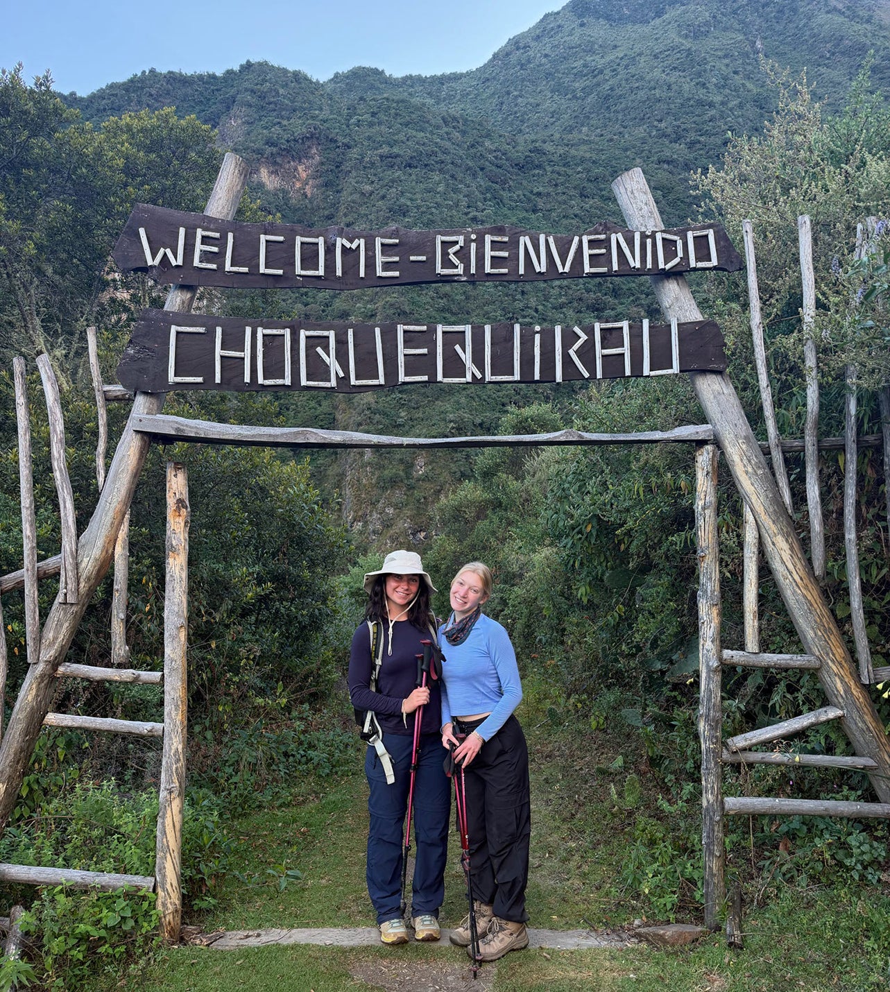 Lila Chamberlain and Julia Baker at the entrance to the famed ruins of Choquiquerao, which can only be reached with three days of hard hiking at high altitude.